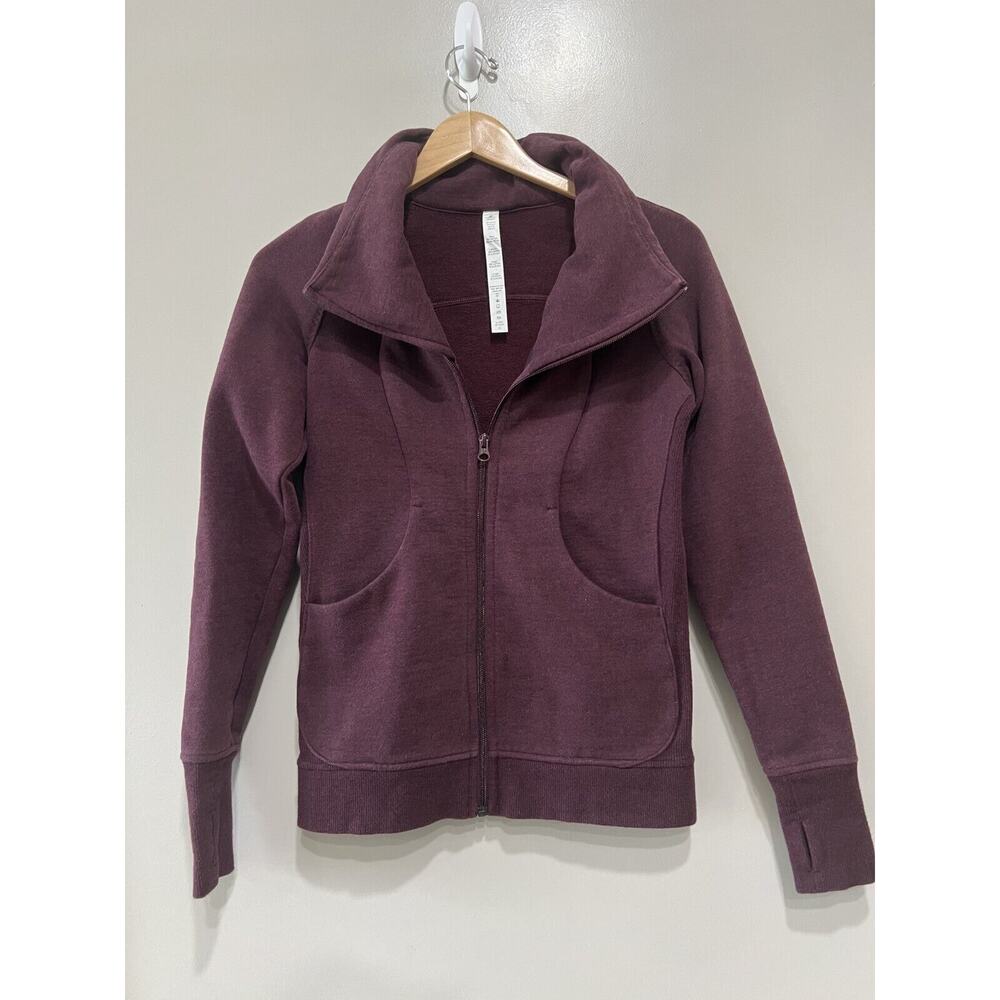 Lululemon Jacket Womens Purple Burgundy Sweatshirt Knit Zip Cotton Blend Sz-4